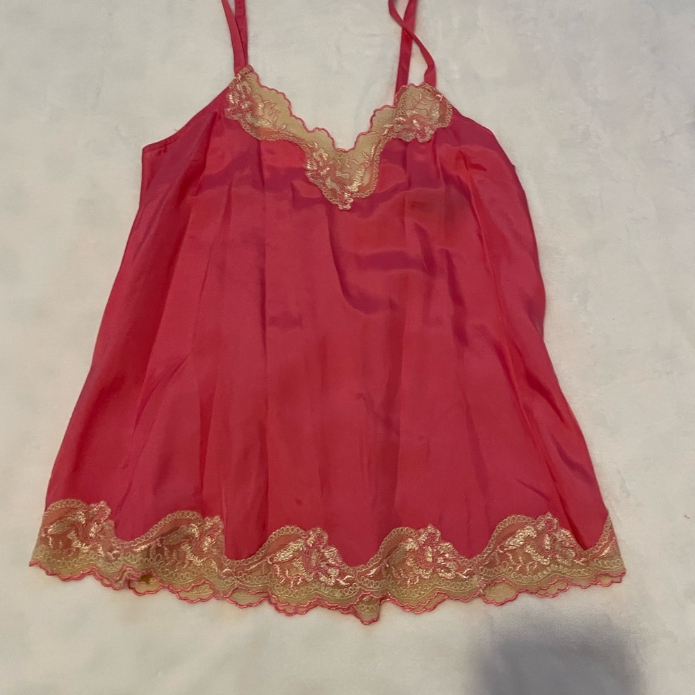 Silk Camisole ~ Pink with lace trim
